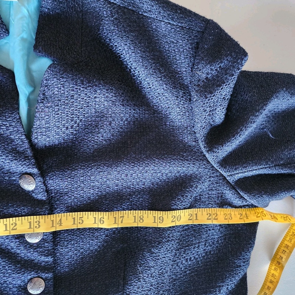 Coldwater Creek Peplum Blazer‎ Jacket Womens 20 22 Navy Blue Textured Classic - Picture 7 of 11